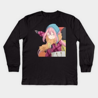 Nadeshiko wants to go camping! Kids Long Sleeve T-Shirt